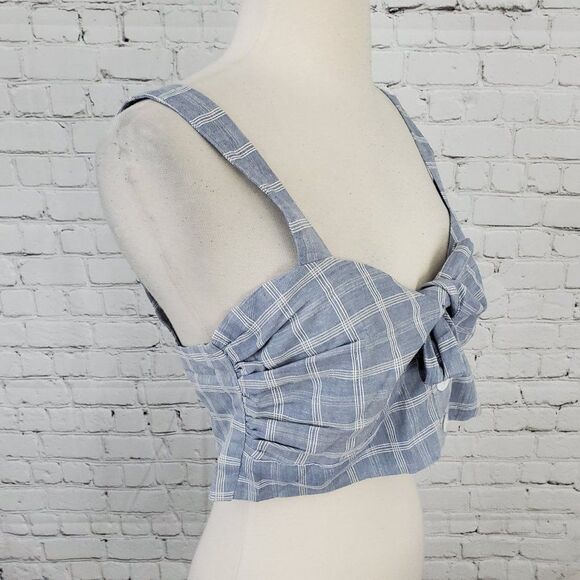 NWT Lovers + Friends tie front plaid crop top M - Picture 5 of 6
